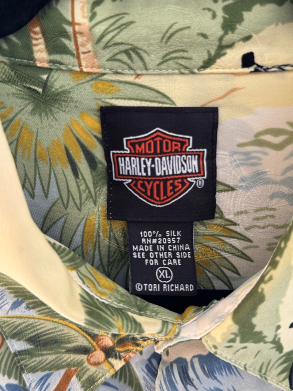 Harley-Davidson x Tori Richard 100% Silk‎ Hawaiian Shirt XL Tropical Motorcycle - Picture 3 of 10